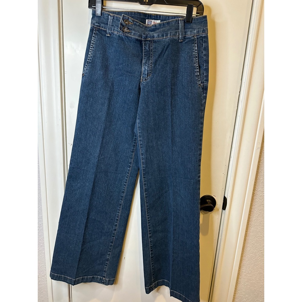 Faded Glory Womens Medium Stonewash Wide Leg Stretch Trouser Jeans Size 4